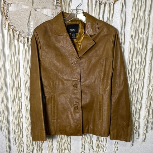 Mossimo Vintage Tan Leather Blazer Jacket Size M - Picture 5 of 13